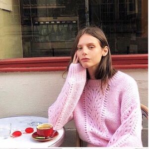 & Other Stories Pink Mohair Eyelet Sweater